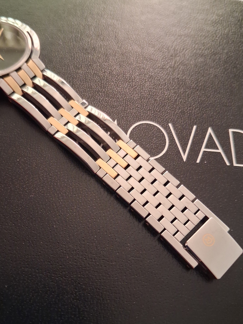 Movado Watch Two-Tone Dress Watch - Black Dial $1295 - Picture 6 of 16